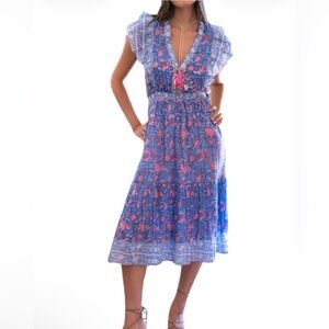 Bell by Alisha Bell Phoebe Midi Dress blue/pink small
